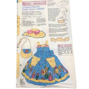 Daisy Kingdom Garden Bears Doll Dress Cut and Sew Fabric Fits 18'-20" Dolls New